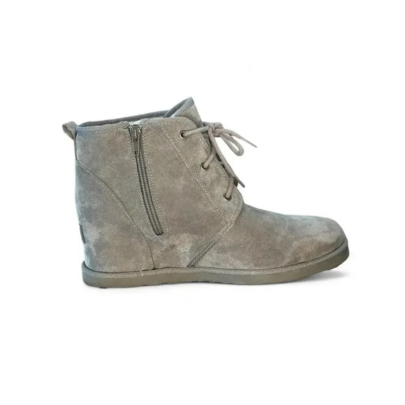 Dunes Karma Gray Faux Suede Faux Fur Booties Hidden Wedge Women's 11 - Picture 6 of 9